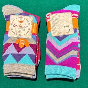 Colorful Crew Socks for Kids - Multicolor Geometric sparkly fun feet- 6 pairs